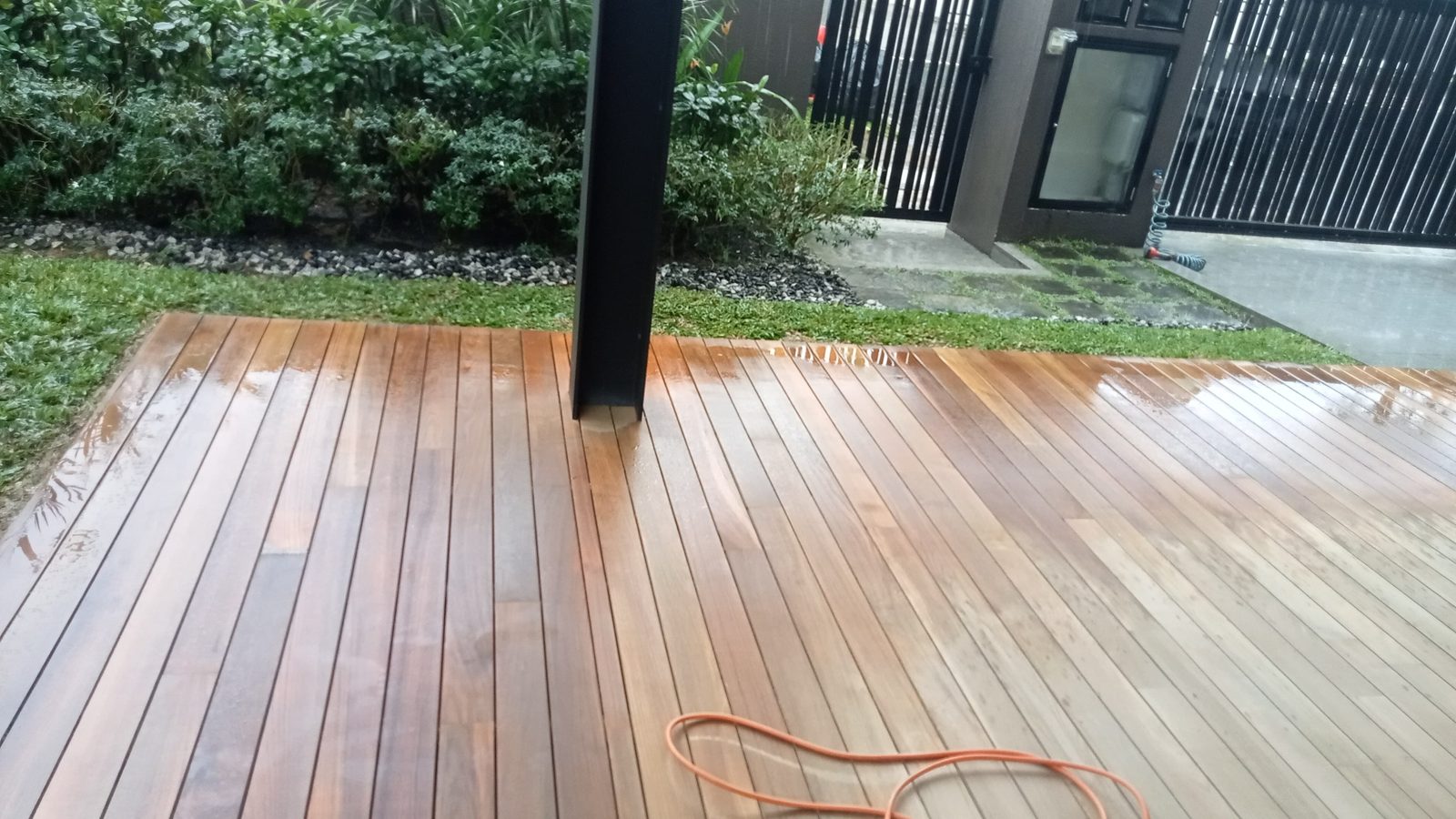 Namly Avenue landed property — 95×17 mm Burmese Teak installation finished with Bona Mega water-based varnish